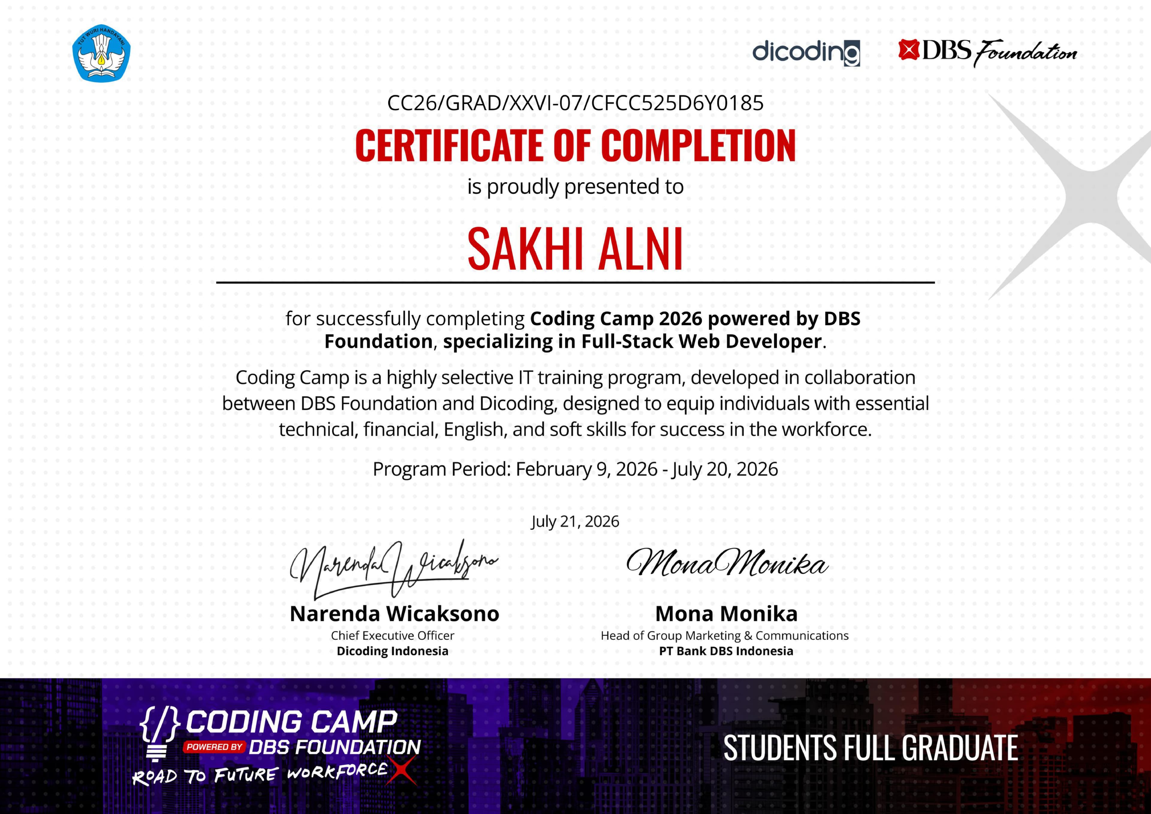 Certificate Program Coding Camp 2026
